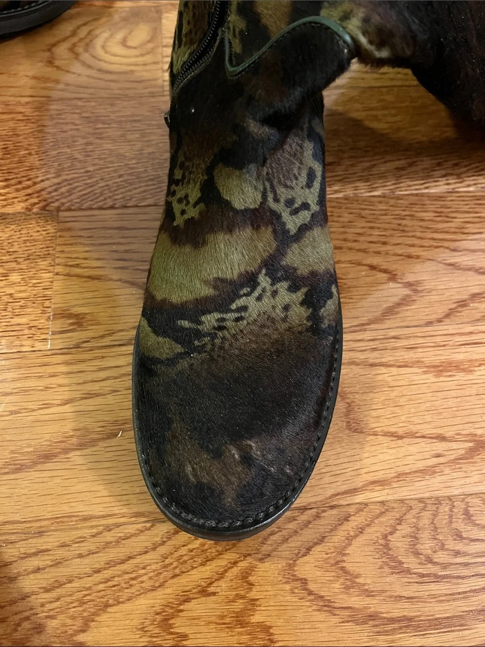 Soft calfskin Italian Women's Tall Patterned Suede Boots in Olive Brown